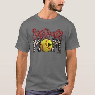 Camiseta Leopard Softball Mom Softball Game Day Vibes Mothe