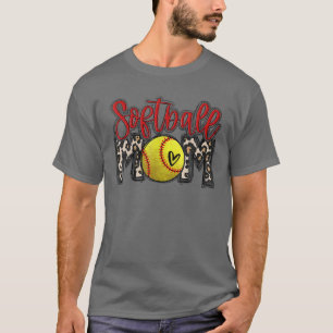 Camiseta Leopard Softball Mom Softball Game Day Vibes Mothe