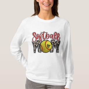 Camiseta Leopard Softball Mom Softball Game Day Vibes Mothe
