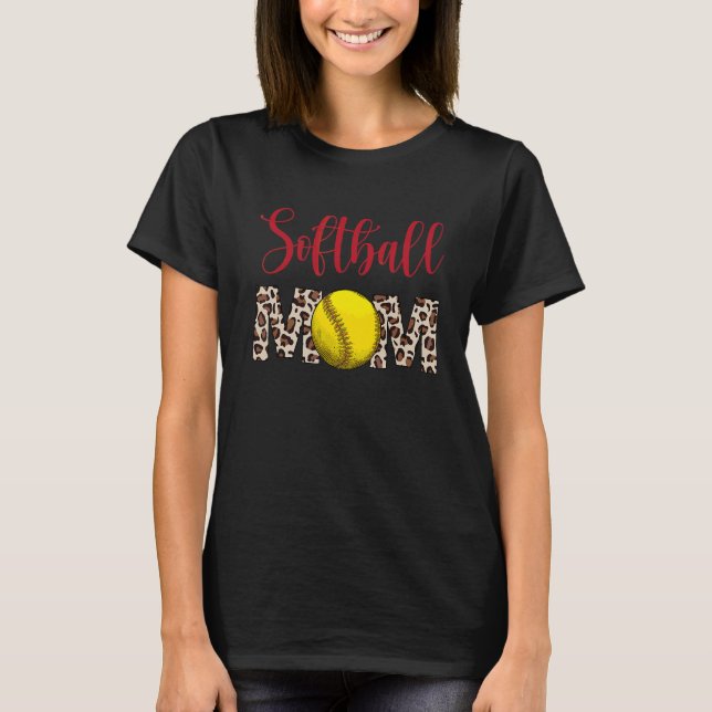 Camiseta Leopard Softball Mom Softball Game Day Vibes Mothe (Anverso)
