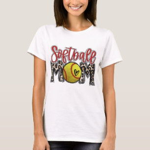 Camiseta Leopard Softball Mom Softball Game Day Vibes Mothe