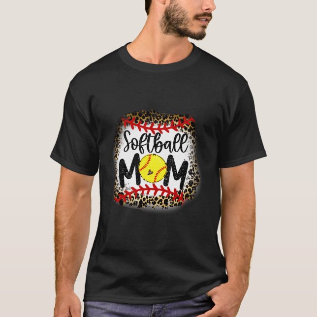 Camiseta Leopard Softball Mom Softball Mom (Anverso)