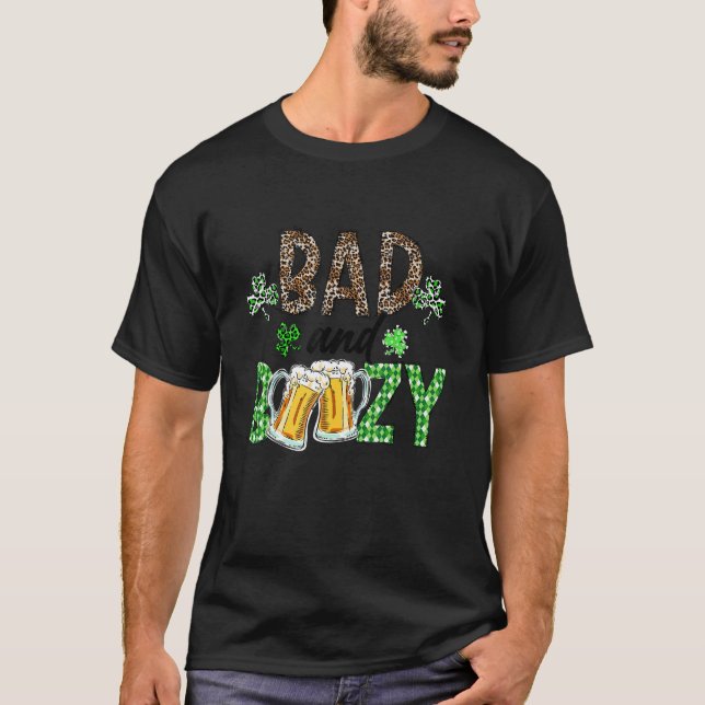 Camiseta Leopard St Patrick's Day Bad And Boozy Beer Drinki (Anverso)