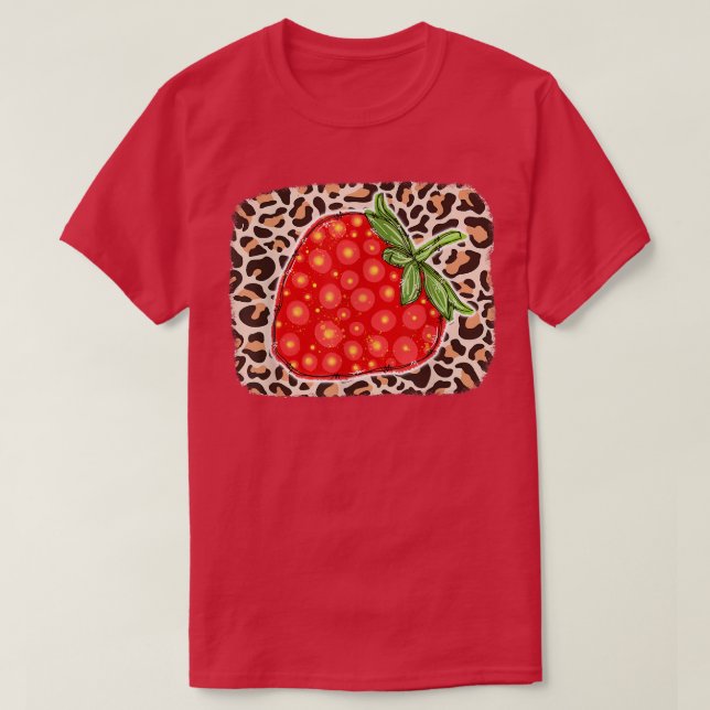 Camiseta Leopard Strawberry Love Lover Fruit Sonriente Farm (Diseño del anverso)