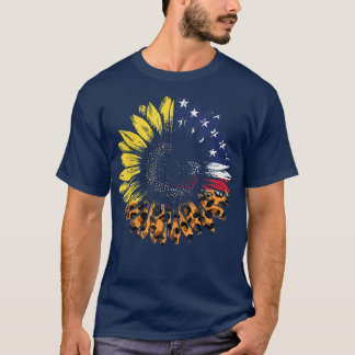 Camiseta Leopard Sunflower American Flag Bandera de Estados