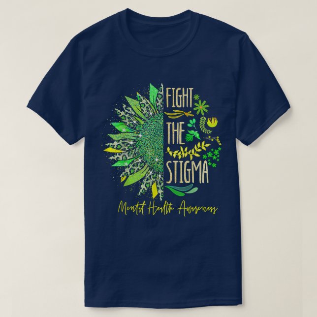 Camiseta Leopard Sunflower Fight The Stigma Mental Health A (Diseño del anverso)