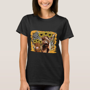 Camiseta Leopard Sunflower Highland Cow Western Country Hei