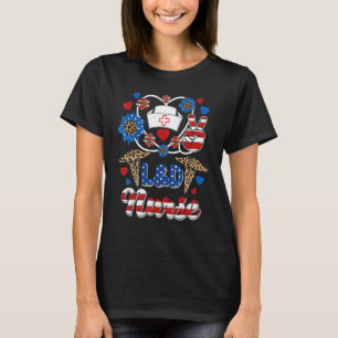 Camiseta Leopard Sunflower L&d Enfermeras Bandera Americana