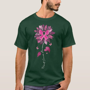 Camiseta Leopard Sunflower Pink Butterfly Cancer Awa