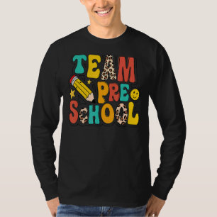 Camiseta Leopard Team Preschool Pencil Pre K Teacher Back T
