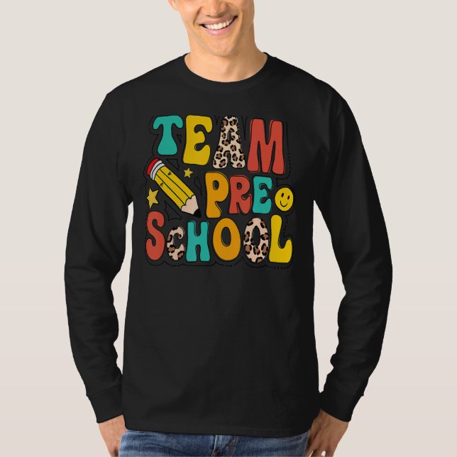 Camiseta Leopard Team Preschool Pencil Pre K Teacher Back T (Anverso)