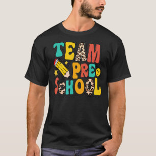 Camiseta Leopard Team Preschool Pencil Pre K Teacher Back T