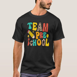 Camiseta Leopard Team Preschool Pencil Pre K Teacher Back T