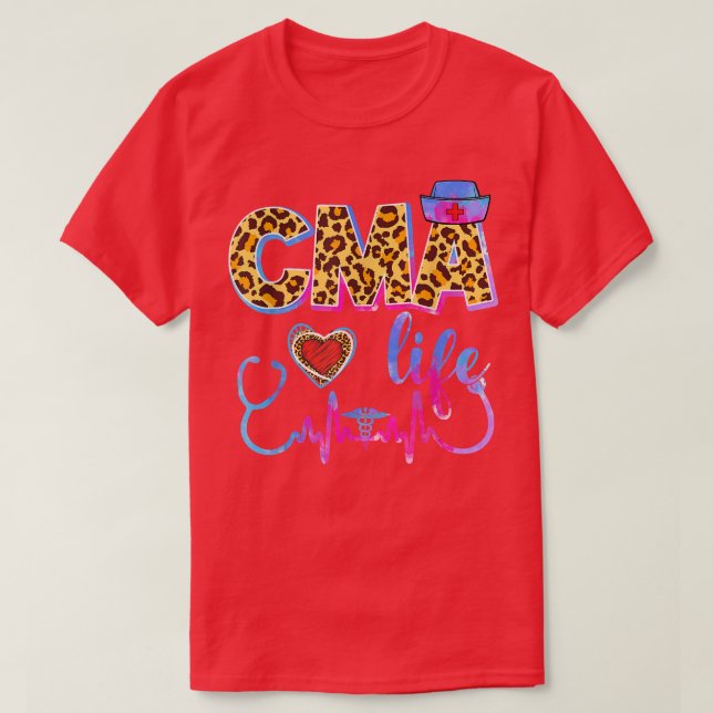 Camiseta Leopard Tie Dye CMA Life Stethoscope Leopard Nurs (Diseño del anverso)