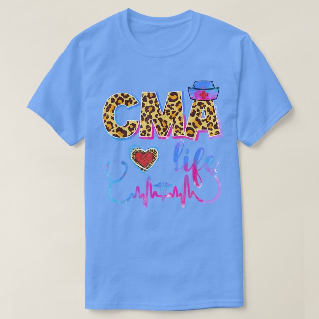 Camiseta Leopard Tie Dye CMA Life Stethoscope Leopard Nurs (Diseño del anverso)