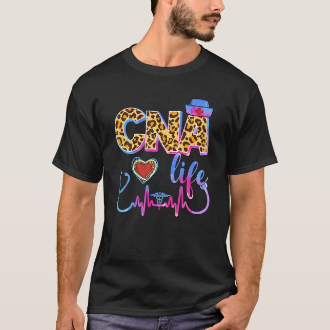 Camiseta Leopard Tie Dye CNA Life Stethoscope Leopard Nurs (Anverso)
