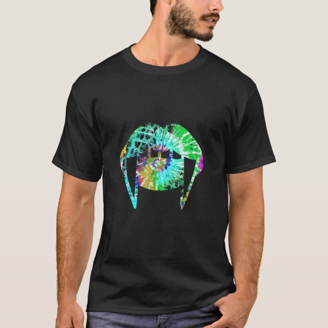 Camiseta Leopard Tie Dye Lips Vampire Turquoise Green Hallo (Anverso)