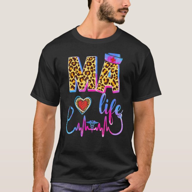 Camiseta Leopard Tie Dye Mamáes Life Stethoscope Leopard Nu (Anverso)