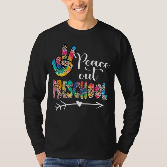 Camiseta Leopard Tie Dye Peace Out Preescolar Happy Day (Anverso)