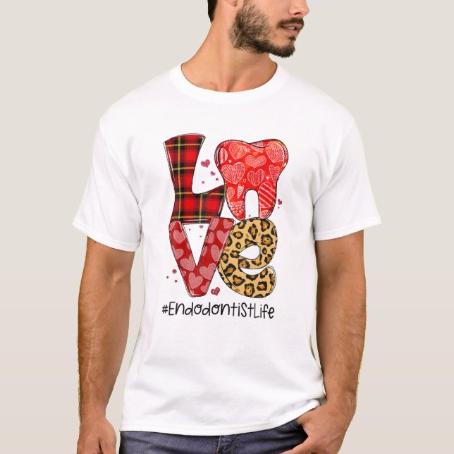 Camiseta Leopard Tooth LOVE Endodontist Life Valentines Chr (Anverso)