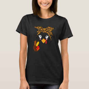 Camiseta Leopard Turkey Face Peace Hand Rótulo Acción de Gr