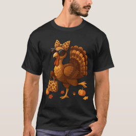 Camiseta Leopard Turkey with Sunglasses Funny Thanksgiving