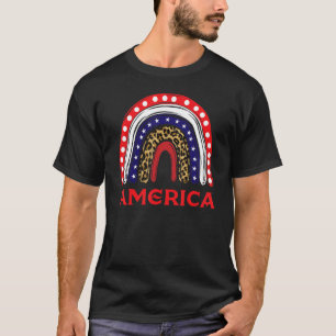 Camiseta Leopard Us Flag Estados Unidos Rainbow 4 de julio