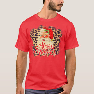 Camiseta Leopard Vintage Santa Merry Christmas Santa Cl de 