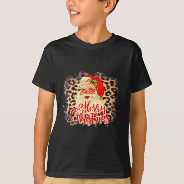 Camiseta Leopard Vintage Santa Merry Navidad Santa Claus (Anverso)