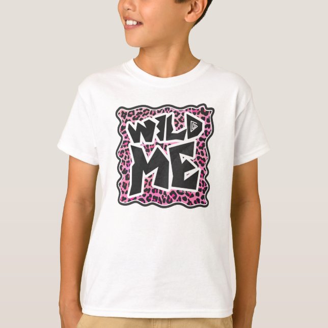Camiseta Leopard Wild Me Black and Hot Pink Design (Anverso)