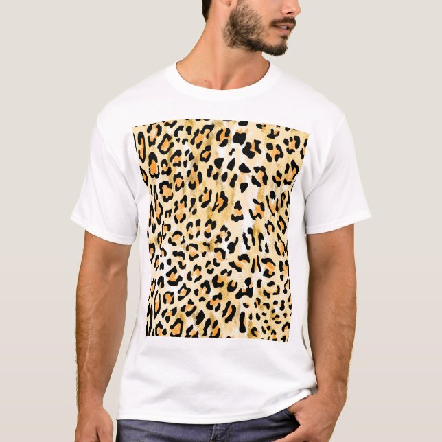 Camiseta Leopardo amarillo, dibujado a mano. (Anverso)
