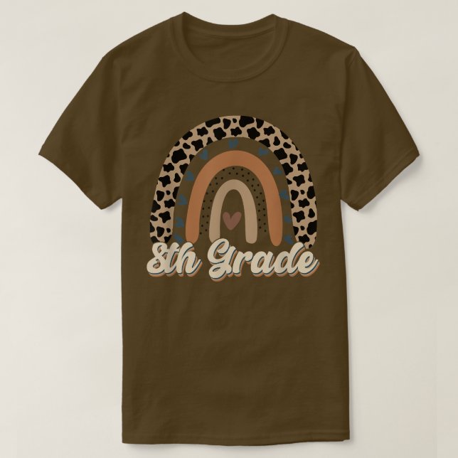 Camiseta Leopardo arcoiris de octavo grado, de vuelta a la  (Diseño del anverso)