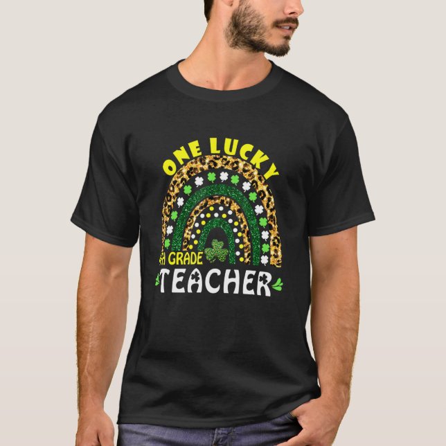 Camiseta Leopardo arcoiris Un afortunado profesor de cuarto (Anverso)