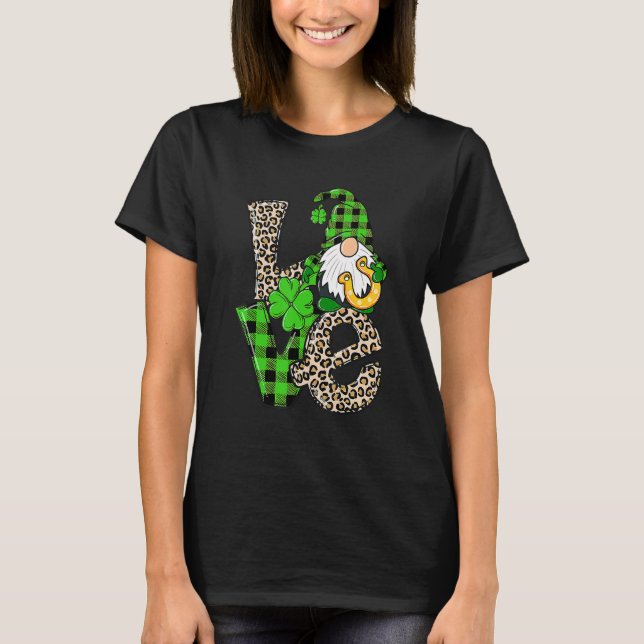 Camiseta Leopardo Buffalo Plaid Gnomies St Patricks Day Gno (Anverso)