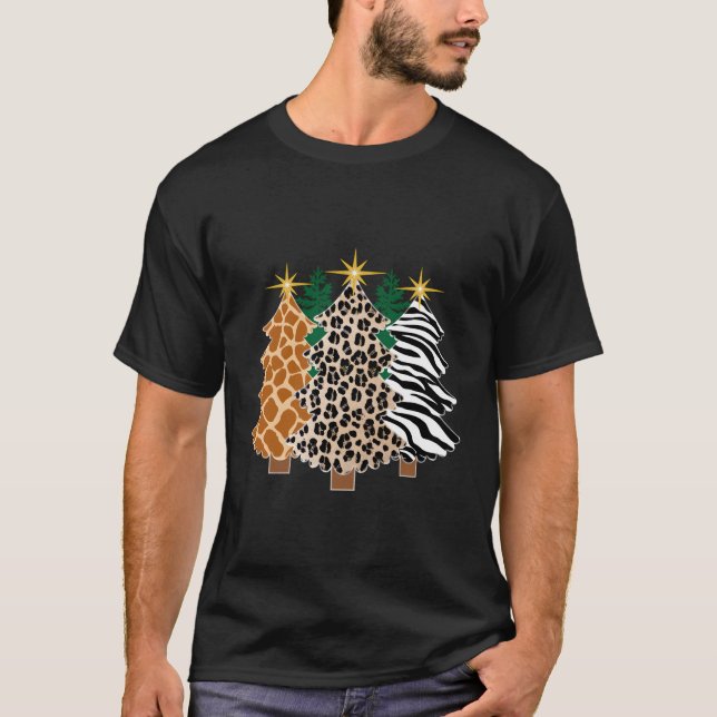 Camiseta Leopardo de árbol cebra Giraffe Imprimir regalos H (Anverso)