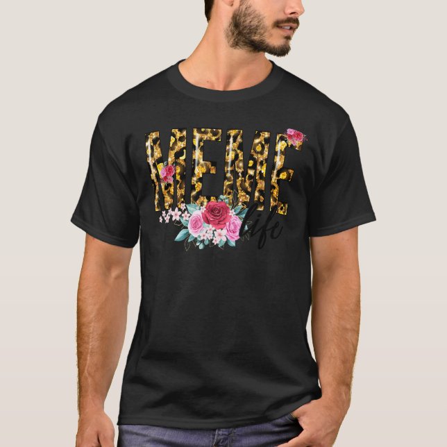 Camiseta Leopardo de las flores imprime meme de vida Día de (Anverso)