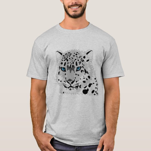Camiseta Leopardo de las nieves masculinas (Anverso)