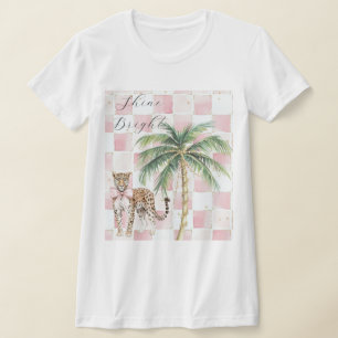 Camiseta Leopardo de las palmas de oro de las plazas rosada
