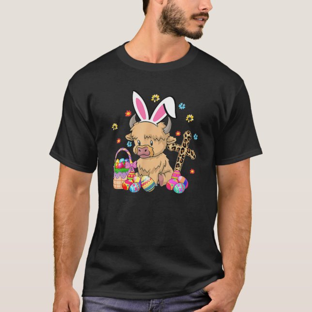 Camiseta Leopardo de los huevos de Pascua de las vacas esco (Anverso)