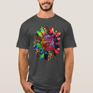 Camiseta Léopardo del arcoiris retro de girasol de tinte LG