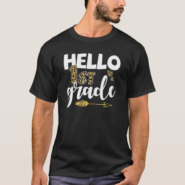 Camiseta Leopardo del profesor Hola primer grado de vuelta  (Anverso)