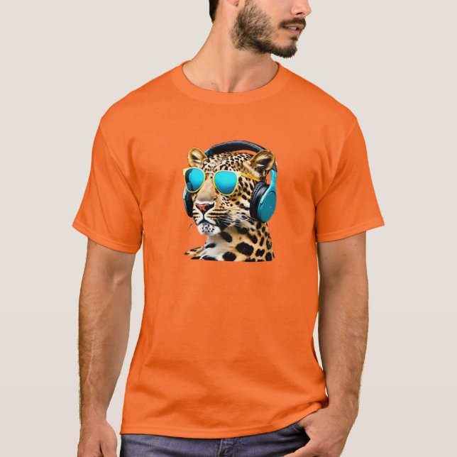 Camiseta Leopardo Divertido Tocando (Anverso)