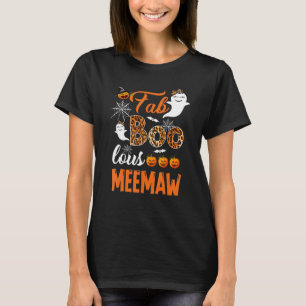 Camiseta Leopardo Fab Boo Lous Meemaw Spooky Halloween Cost