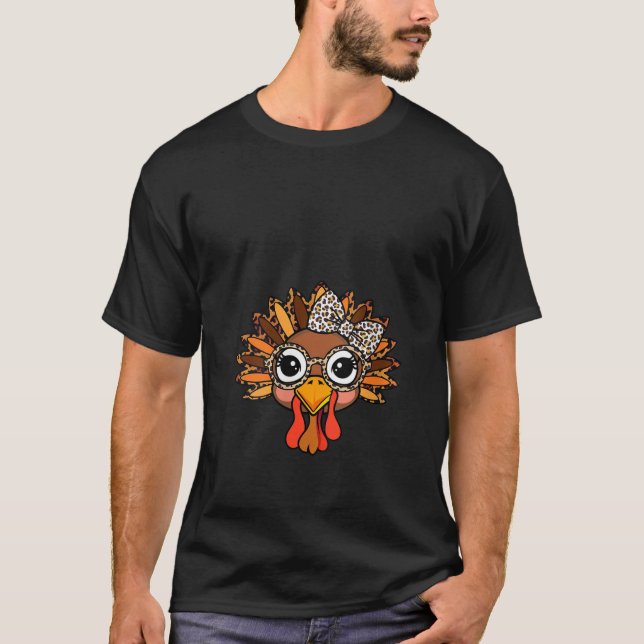 Camiseta Leopardo femenino imprime acción de gracias a Turq (Anverso)