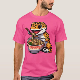 Camiseta Leopardo Gecko Reptile Japonés Ramen Noodles Kawai