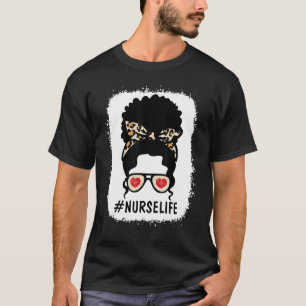 Camiseta Leopardo gráfico blanqueado Messy Bun Nurse Day Li