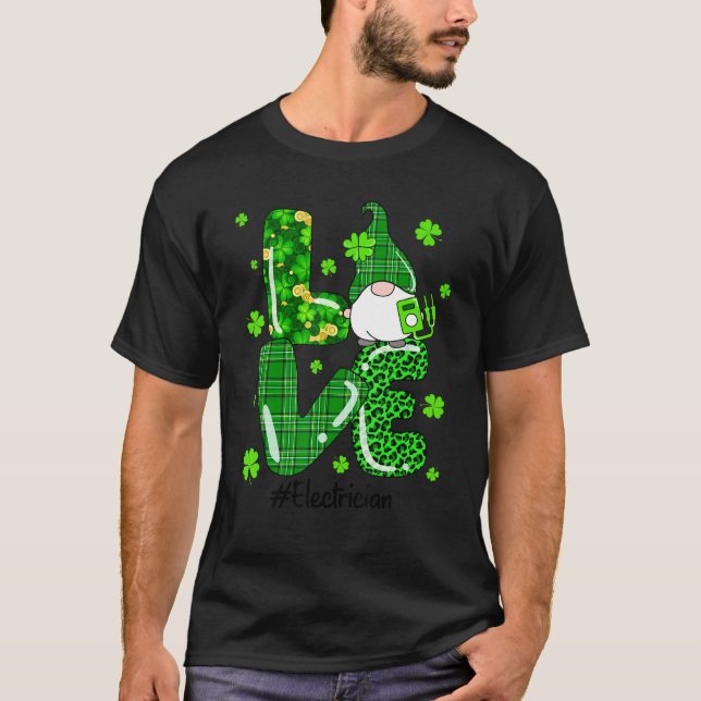 Camiseta Leopardo Irlandés Green Plaid Electrician Gnome St (Anverso)