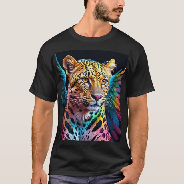 Camiseta Leopardo Multicolorido com Asas (Anverso)