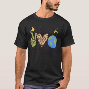 Camiseta Leopardo Paz Amor Ambiental Día de la Tierra Mujer