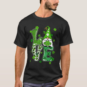 Camiseta Leopardo Purpurina Plaid LOVE Gnome St Pattys Day